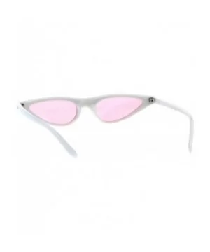 Womens 80s Retro Vintage Goth Narrow Rectangular Cateye Sunglasses - White Pink - CC18E0Z8D6H $6.61 Rectangular