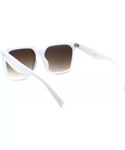 Gold Studded Sunglasses Womens Oversized Square Fashion Shades UV 400 - White (Brown Gradient) - CU18XUYG7TK $7.72 Square