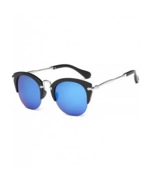 Women Round Cat Eye Fashion Sunglasses - Blue - C518WTI7MNH $20.46 Goggle