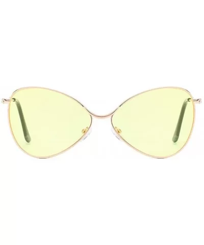 Sunglasses - Metal Mirror Semi-Rimless Frame Polarized Lens Classic - Yellow - C818UC59QY6 $9.31 Rectangular