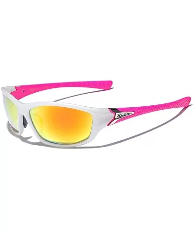 Women's Sport Wrap Around Running Cycling Sport Sunglasses - White - Pink - Fire - CM18CO97TEQ $5.54 Sport