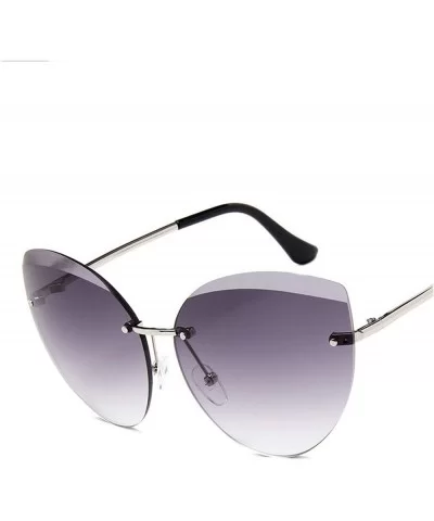 2019 Semi Rimless Sunglasses Women Metal Ocean Lens Classic Glasses Brand Designer - Silver Gray - CT18W78HDD9 $10.90 Semi-ri...