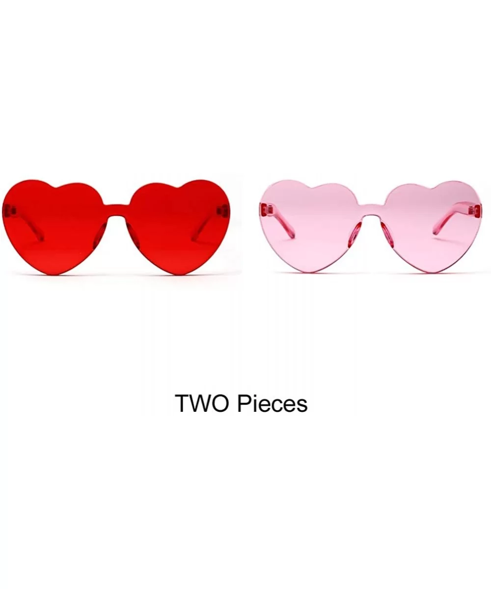 Love Heart Shape Sunglasses Women One Pieces Lens Rimless Sun Glasses For Women - Red and Pink - CZ18KRHSSAW $7.05 Rimless