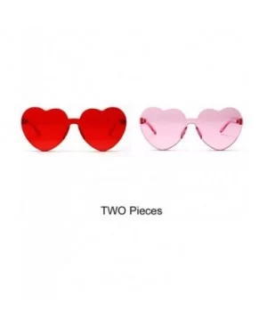 Love Heart Shape Sunglasses Women One Pieces Lens Rimless Sun Glasses For Women - Red and Pink - CZ18KRHSSAW $7.05 Rimless