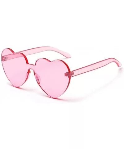 Love Heart Shape Sunglasses Women One Pieces Lens Rimless Sun Glasses For Women - Red and Pink - CZ18KRHSSAW $7.05 Rimless