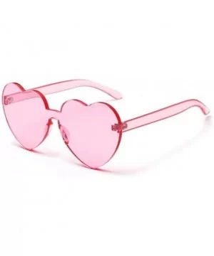 Love Heart Shape Sunglasses Women One Pieces Lens Rimless Sun Glasses For Women - Red and Pink - CZ18KRHSSAW $7.05 Rimless