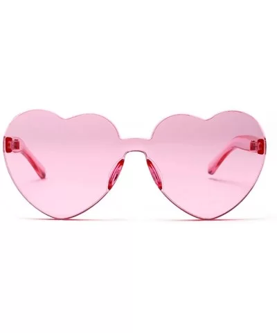 Love Heart Shape Sunglasses Women One Pieces Lens Rimless Sun Glasses For Women - Red and Pink - CZ18KRHSSAW $7.05 Rimless