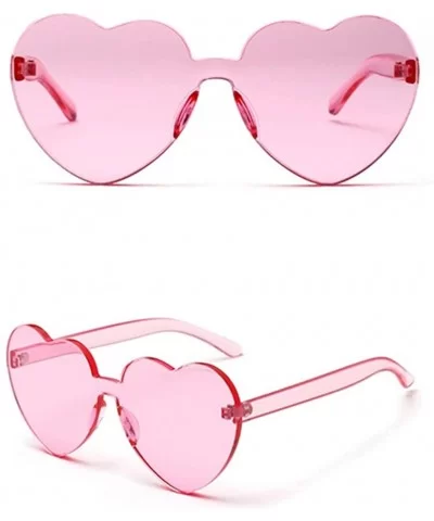 Love Heart Shape Sunglasses Women One Pieces Lens Rimless Sun Glasses For Women - Red and Pink - CZ18KRHSSAW $7.05 Rimless