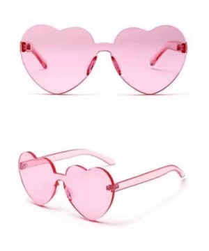 Love Heart Shape Sunglasses Women One Pieces Lens Rimless Sun Glasses For Women - Red and Pink - CZ18KRHSSAW $7.05 Rimless