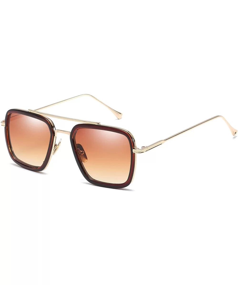 Square Aviator Sunglasses Women Men Metal Frame Classic Retro Sunglasses - Gold Frame/ Tan Gradient Lens - CT18SXXILRW $9.79 ...