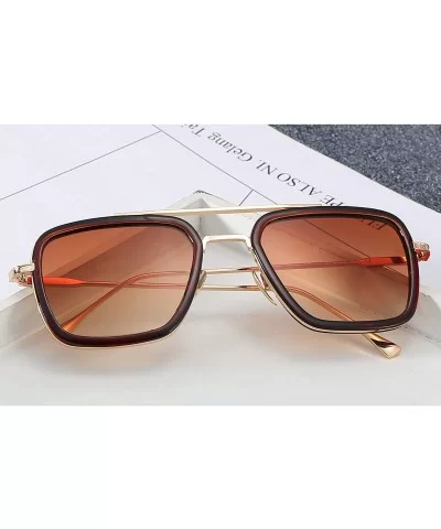 Square Aviator Sunglasses Women Men Metal Frame Classic Retro Sunglasses - Gold Frame/ Tan Gradient Lens - CT18SXXILRW $9.79 ...