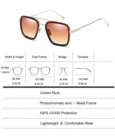 Square Aviator Sunglasses Women Men Metal Frame Classic Retro Sunglasses - Gold Frame/ Tan Gradient Lens - CT18SXXILRW $9.79 ...