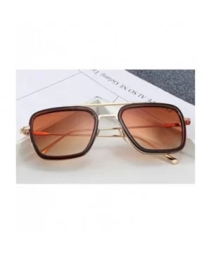 Square Aviator Sunglasses Women Men Metal Frame Classic Retro Sunglasses - Gold Frame/ Tan Gradient Lens - CT18SXXILRW $9.79 ...