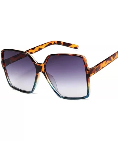 Luxury Square Sunglasses Women Retro Frame Big Sun Glasses Female Vintage Gradient Male Feminino - Black Leopard - CK198ZYAXC...