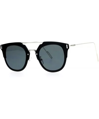 Womens Designer Fashion Sunglasses Flat Top Bar Flat Lens Frame UV400 - Black Silver - CH1882Y42CK $7.21 Wayfarer