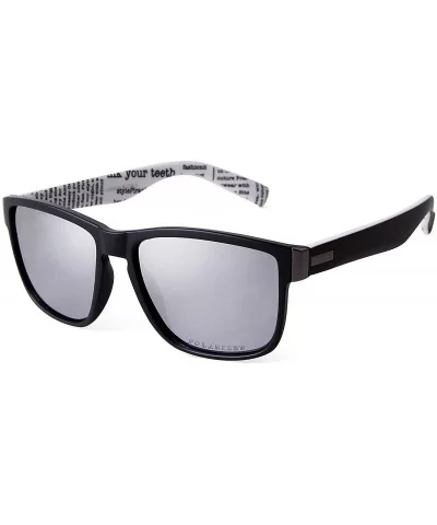 Vintage TR Polarized Sunglasses for men Women Unisex Stylish Square Mirror Lens - Black Frame Silver Len - C5196UG9HSY $11.15...