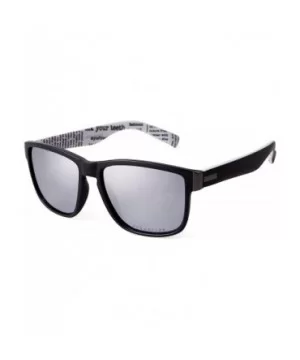 Vintage TR Polarized Sunglasses for men Women Unisex Stylish Square Mirror Lens - Black Frame Silver Len - C5196UG9HSY $11.15...