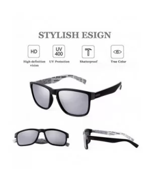 Vintage TR Polarized Sunglasses for men Women Unisex Stylish Square Mirror Lens - Black Frame Silver Len - C5196UG9HSY $11.15...