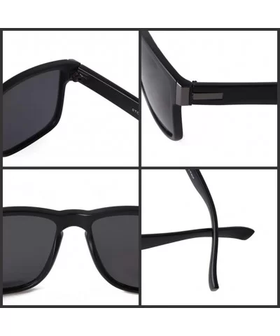 Vintage TR Polarized Sunglasses for men Women Unisex Stylish Square Mirror Lens - Black Frame Silver Len - C5196UG9HSY $11.15...