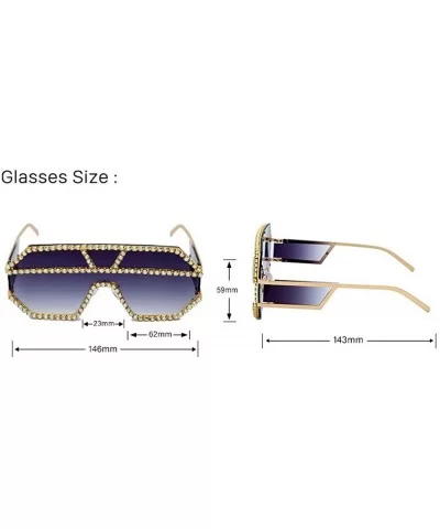 Oversized Sunglasses One piece Rhinestone Eyeglasses - Gold&clear - C418A2SDMEZ $10.84 Square