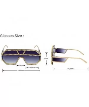 Oversized Sunglasses One piece Rhinestone Eyeglasses - Gold&clear - C418A2SDMEZ $10.84 Square