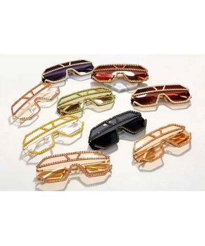 Oversized Sunglasses One piece Rhinestone Eyeglasses - Gold&clear - C418A2SDMEZ $10.84 Square