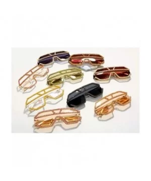 Oversized Sunglasses One piece Rhinestone Eyeglasses - Gold&clear - C418A2SDMEZ $10.84 Square