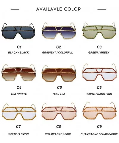 Oversized Sunglasses One piece Rhinestone Eyeglasses - Gold&clear - C418A2SDMEZ $10.84 Square