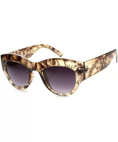 Womens Fashion Transparent Palm Tree Print Bold Chunky Cat Eye Sunglasses 50mm - Light Brown / Lavender - CG124K9G5HZ $5.77 C...