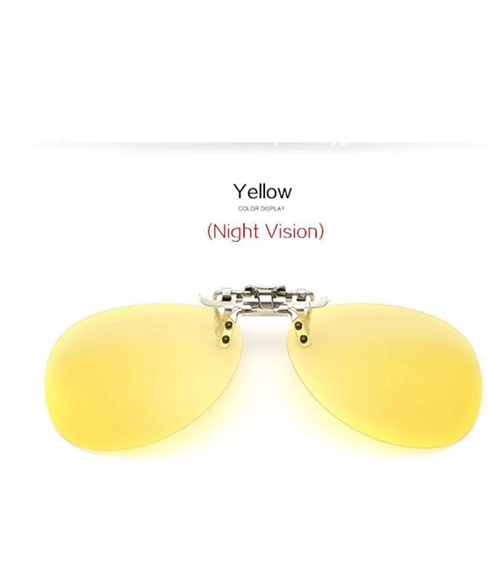 Pilot Polarized Clip On Sunglasses Men Women Night Vision Goggles Glasses Black - Yellow - CG18XE9U3XW $7.65 Goggle