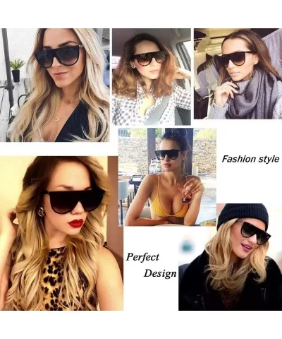 Oversized Sunglasses for Women Men Flat Top Designer Fashion Retro Sunglasses Frame Shades - CC194K39CSA $10.92 Aviator