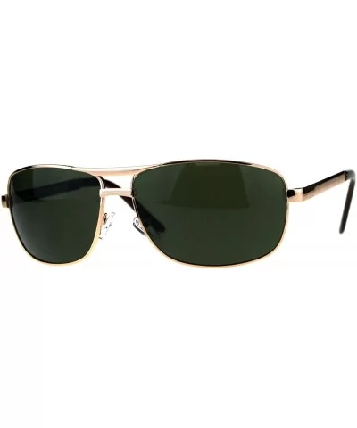 Mens Fashion Sunglasses Metal Oval Rectangular Frame Navigator UV 400 - Gold (Green) - C818DRURIK8 $6.80 Oval