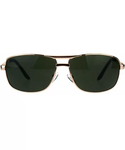 Mens Fashion Sunglasses Metal Oval Rectangular Frame Navigator UV 400 - Gold (Green) - C818DRURIK8 $6.80 Oval