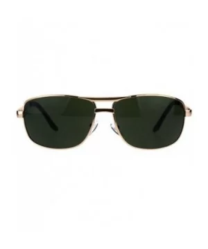 Mens Fashion Sunglasses Metal Oval Rectangular Frame Navigator UV 400 - Gold (Green) - C818DRURIK8 $6.80 Oval