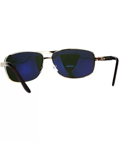 Mens Fashion Sunglasses Metal Oval Rectangular Frame Navigator UV 400 - Gold (Green) - C818DRURIK8 $6.80 Oval