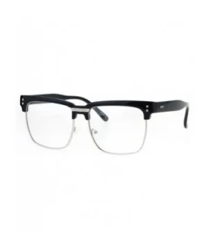 Mens Clear Lens Glasses Designer Fashion Square Frame Eyeglasses UV 400 - Black Silver - CB1832ALWIT $5.80 Square