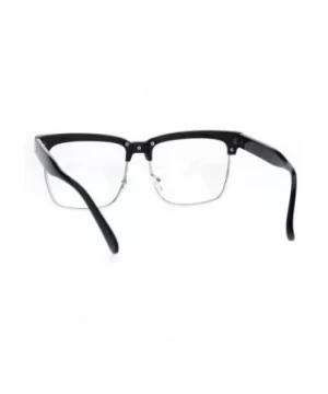 Mens Clear Lens Glasses Designer Fashion Square Frame Eyeglasses UV 400 - Black Silver - CB1832ALWIT $5.80 Square