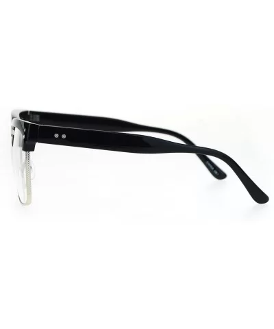 Mens Clear Lens Glasses Designer Fashion Square Frame Eyeglasses UV 400 - Black Silver - CB1832ALWIT $5.80 Square