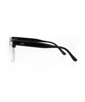 Mens Clear Lens Glasses Designer Fashion Square Frame Eyeglasses UV 400 - Black Silver - CB1832ALWIT $5.80 Square