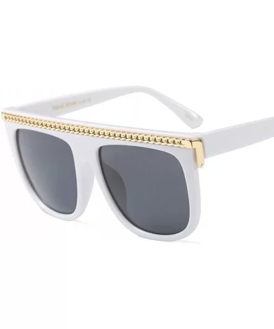 Fashion Chain Sunglasses Men Oversized Square Sun Glasses for Women Accessories - White With Black - CU18KI0KD6Z $5.09 Square