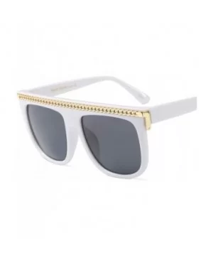 Fashion Chain Sunglasses Men Oversized Square Sun Glasses for Women Accessories - White With Black - CU18KI0KD6Z $5.09 Square