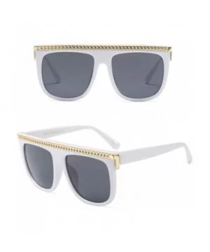 Fashion Chain Sunglasses Men Oversized Square Sun Glasses for Women Accessories - White With Black - CU18KI0KD6Z $5.09 Square