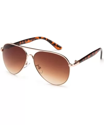 Fashion Aviator Sunglasses - Gold/Tortoise/Brown Lens - C9117P3PV5L $5.05 Aviator