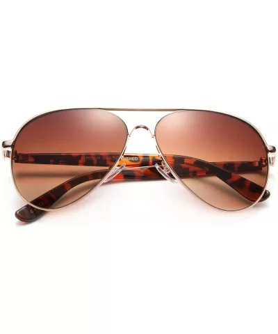 Fashion Aviator Sunglasses - Gold/Tortoise/Brown Lens - C9117P3PV5L $5.05 Aviator