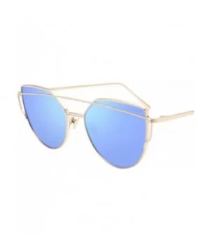 Street Fashion Cat Eye Mirrored Metal Sunglasses for Women 7805 - Bu+gl - CF18Q7Q0QI8 $15.47 Cat Eye