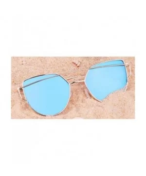 Street Fashion Cat Eye Mirrored Metal Sunglasses for Women 7805 - Bu+gl - CF18Q7Q0QI8 $15.47 Cat Eye