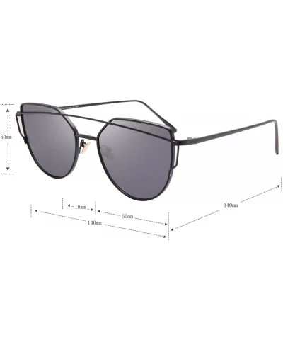 Street Fashion Cat Eye Mirrored Metal Sunglasses for Women 7805 - Bu+gl - CF18Q7Q0QI8 $15.47 Cat Eye