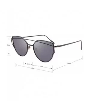 Street Fashion Cat Eye Mirrored Metal Sunglasses for Women 7805 - Bu+gl - CF18Q7Q0QI8 $15.47 Cat Eye