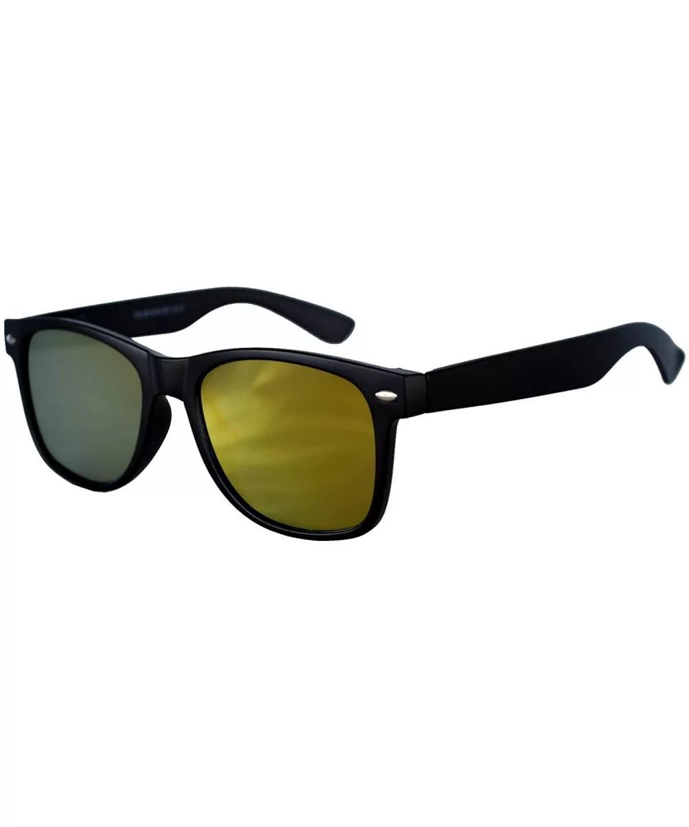 Fashion Retro Flat Mirror Reflective Colored Lens Sunglasses Horn Rimmed - Yellow-red - CA12MUE9ZUV $5.86 Wayfarer