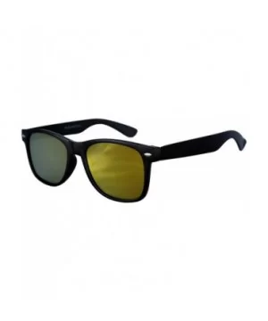 Fashion Retro Flat Mirror Reflective Colored Lens Sunglasses Horn Rimmed - Yellow-red - CA12MUE9ZUV $5.86 Wayfarer